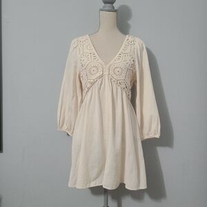 Zara Boho Crochet Babydoll Romper Size Med